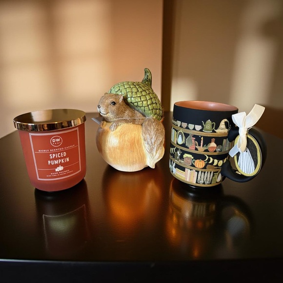 Gardeners Eden NWT Pumpkin Candle & Soft Touch Mug & Squirrel Decor Fall Gift - Picture 1 of 15